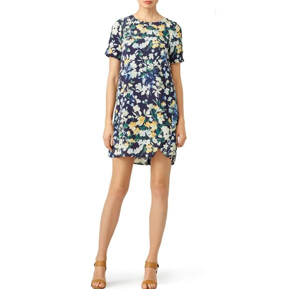 Slate & Willow Womens Blue Floral Throw Shift Dress S Short Feminine Fairycore - Picture 14 of 16